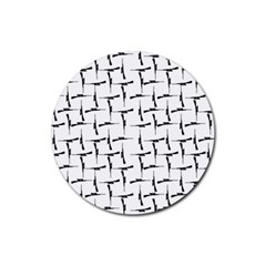 Precision Pursuit: Hunting Motif Black And White Pattern Rubber Round Coaster (4 Pack) by dflcprintsclothing