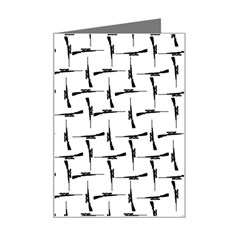 Precision Pursuit: Hunting Motif Black And White Pattern Mini Greeting Card by dflcprintsclothing