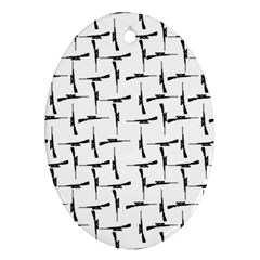 Precision Pursuit: Hunting Motif Black And White Pattern Oval Ornament (two Sides) by dflcprintsclothing