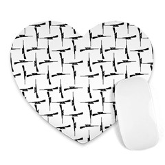 Precision Pursuit: Hunting Motif Black And White Pattern Heart Mousepad by dflcprintsclothing