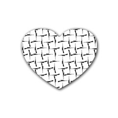 Precision Pursuit: Hunting Motif Black And White Pattern Rubber Heart Coaster (4 Pack) by dflcprintsclothing