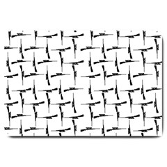 Precision Pursuit: Hunting Motif Black And White Pattern Large Doormat by dflcprintsclothing