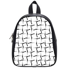 Precision Pursuit: Hunting Motif Black And White Pattern School Bag (small) by dflcprintsclothing