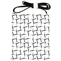 Precision Pursuit: Hunting Motif Black And White Pattern Shoulder Sling Bag by dflcprintsclothing