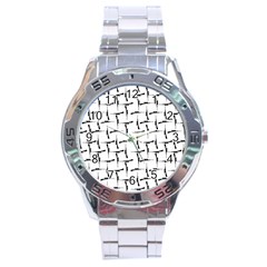 Precision Pursuit: Hunting Motif Black And White Pattern Stainless Steel Analogue Watch by dflcprintsclothing