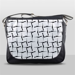 Precision Pursuit: Hunting Motif Black And White Pattern Messenger Bag by dflcprintsclothing