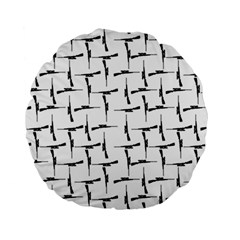 Precision Pursuit: Hunting Motif Black And White Pattern Standard 15  Premium Round Cushions by dflcprintsclothing