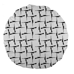 Precision Pursuit: Hunting Motif Black And White Pattern Large 18  Premium Round Cushions by dflcprintsclothing