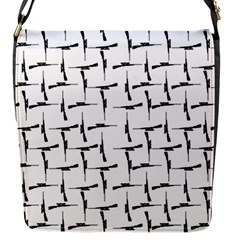 Precision Pursuit: Hunting Motif Black And White Pattern Flap Closure Messenger Bag (s) by dflcprintsclothing