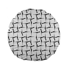 Precision Pursuit: Hunting Motif Black And White Pattern Standard 15  Premium Flano Round Cushions by dflcprintsclothing