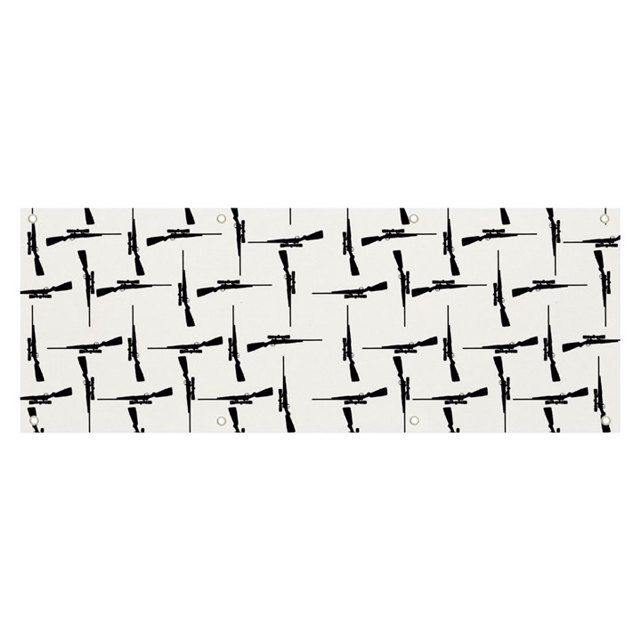 Precision Pursuit: Hunting Motif Black and White Pattern Banner and Sign 8  x 3 