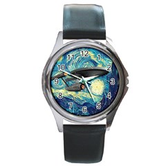 Star Trek Starship The Starry Night Van Gogh Round Metal Watch by Semog4