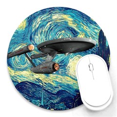 Star Trek Starship The Starry Night Van Gogh Round Mousepad by Semog4