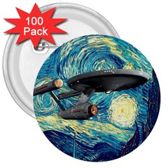 Star Trek Starship The Starry Night Van Gogh 3  Buttons (100 Pack)  by Semog4