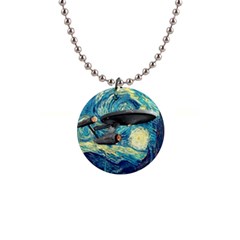 Star Trek Starship The Starry Night Van Gogh 1  Button Necklace by Semog4