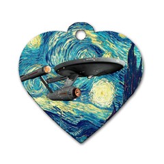 Star Trek Starship The Starry Night Van Gogh Dog Tag Heart (two Sides) by Semog4