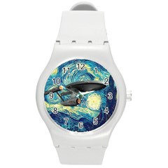 Star Trek Starship The Starry Night Van Gogh Round Plastic Sport Watch (m) by Semog4