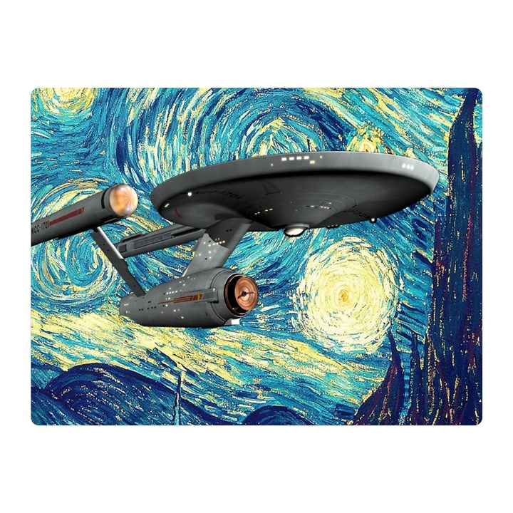 Star Trek Starship The Starry Night Van Gogh Two Sides Premium Plush Fleece Blanket (Mini)