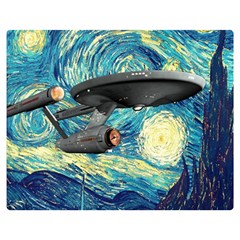 Star Trek Starship The Starry Night Van Gogh Two Sides Premium Plush Fleece Blanket (medium) by Semog4