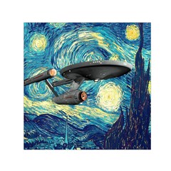 Star Trek Starship The Starry Night Van Gogh Square Satin Scarf (30  X 30 )