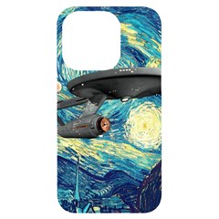 Star Trek Starship The Starry Night Van Gogh Iphone 14 Pro Black Uv Print Case by Semog4