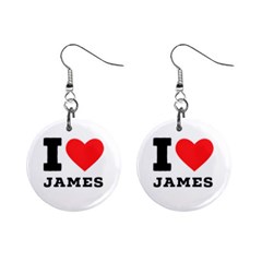 I Love James Mini Button Earrings by ilovewhateva