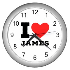 I Love James Wall Clock (silver) by ilovewhateva