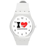 I love Christopher  Round Plastic Sport Watch (M) Front