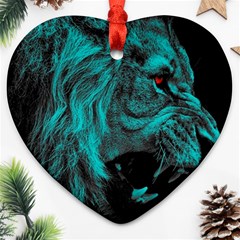 Angry Male Lion Predator Carnivore Ornament (Heart)