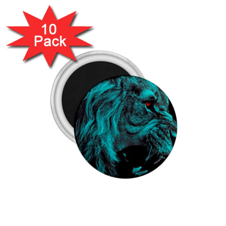 Angry Male Lion Predator Carnivore 1.75  Magnets (10 pack) 