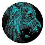 Angry Male Lion Predator Carnivore Magnet 5  (Round) Front