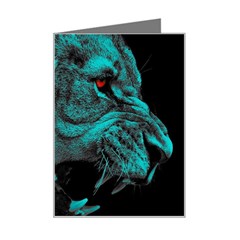 Angry Male Lion Predator Carnivore Mini Greeting Card by Semog4