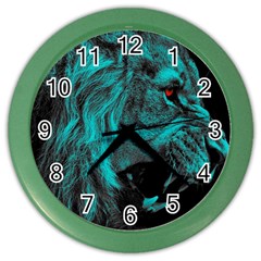 Angry Male Lion Predator Carnivore Color Wall Clock