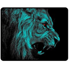 Angry Male Lion Predator Carnivore Two Sides Fleece Blanket (medium) by Semog4