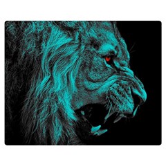 Angry Male Lion Predator Carnivore Two Sides Premium Plush Fleece Blanket (medium) by Semog4