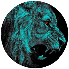 Angry Male Lion Predator Carnivore Wooden Puzzle Round by Semog4