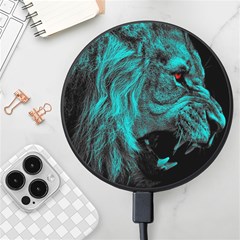 Angry Male Lion Predator Carnivore Wireless Fast Charger(Black)