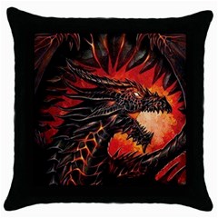 Dragon Fire Throw Pillow Case (black) by Semog4