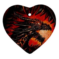 Dragon Fire Heart Ornament (two Sides) by Semog4