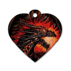 Dragon Fire Dog Tag Heart (two Sides) by Semog4