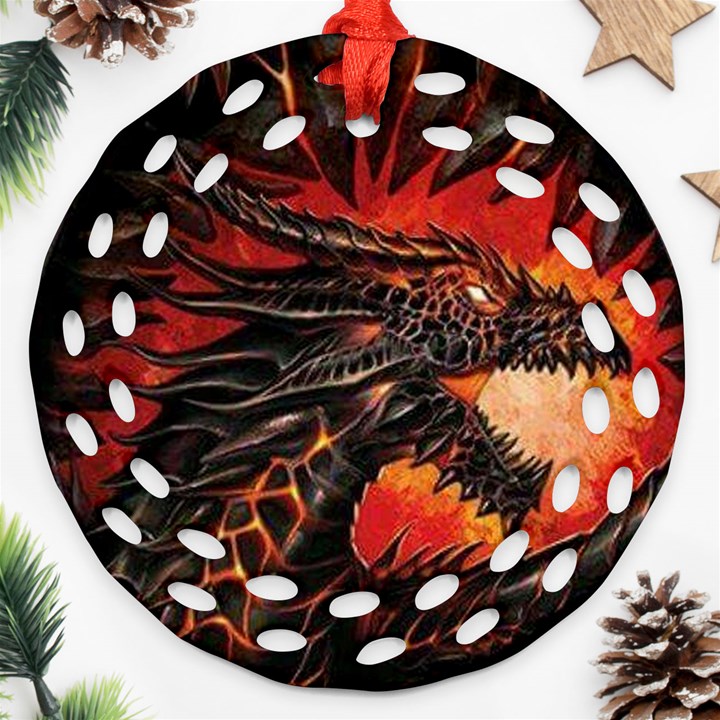 Dragon fire Round Filigree Ornament (Two Sides)