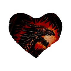 Dragon Fire Standard 16  Premium Flano Heart Shape Cushions by Semog4