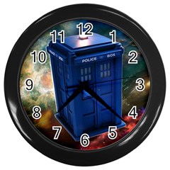 The Police Box Tardis Time Travel Device Used Doctor Who Wall Clock (black) by Semog4