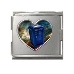 The Police Box Tardis Time Travel Device Used Doctor Who Mega Link Heart Italian Charm (18mm) by Semog4