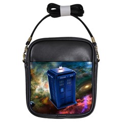 The Police Box Tardis Time Travel Device Used Doctor Who Girls Sling Bag by Semog4