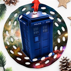 The Police Box Tardis Time Travel Device Used Doctor Who Round Filigree Ornament (two Sides) by Semog4