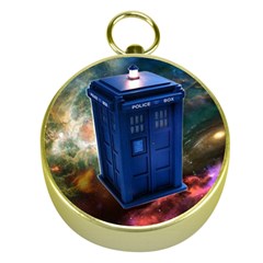 The Police Box Tardis Time Travel Device Used Doctor Who Gold Compasses by Semog4