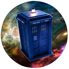 The Police Box Tardis Time Travel Device Used Doctor Who Wooden Bottle Opener (round) by Semog4