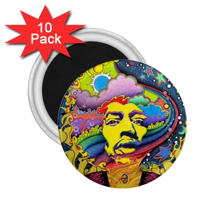 Psychedelic Rock Jimi Hendrix 2.25  Magnets (10 pack) 