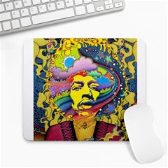 Psychedelic Rock Jimi Hendrix Large Mousepad by Semog4